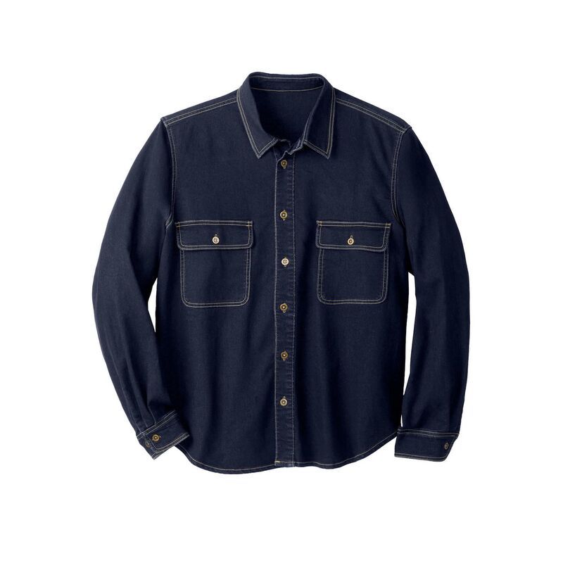 キングサイズ レディース アウター ジャケット・ブルゾン トール シャツ デニム ニット KingSize Mens Big Tall Knit Denim Shirt Indigo インディゴ