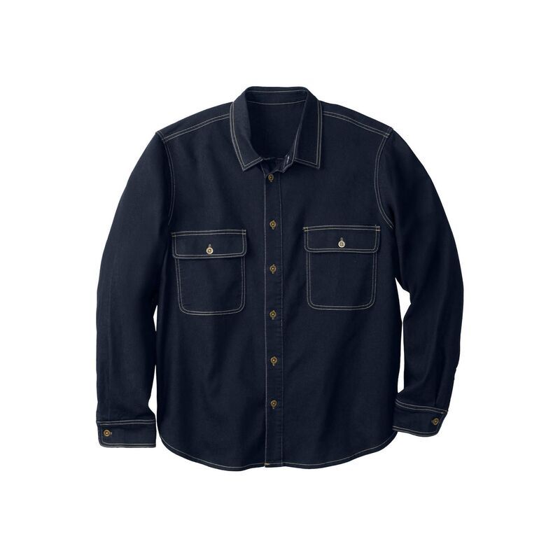 キングサイズ レディース アウター ジャケット・ブルゾン トール シャツ デニム ニット KingSize Mens Big Tall Knit Denim Shirt Dark Rinse デニム