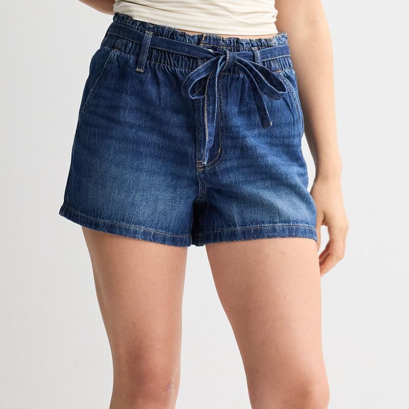 エスオー レディース ボトムス ハーフパンツ・ショーツ ショートパンツ Juniors SO High Rise Belted Paperbag Waist Shorts Dark
