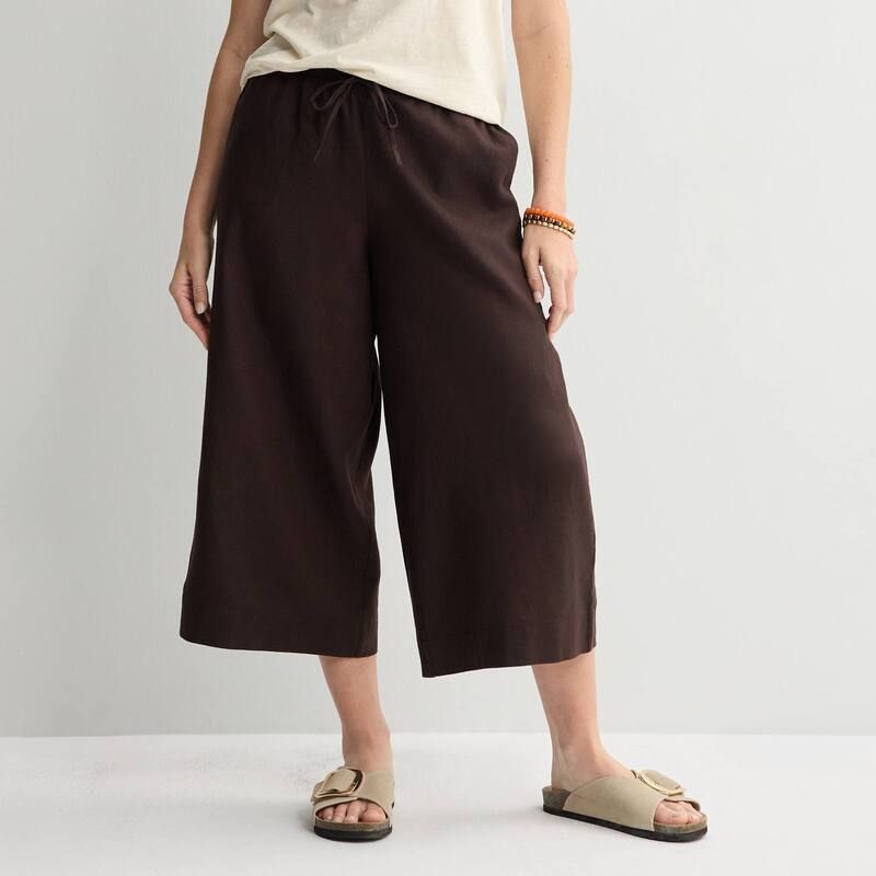 ソノマ レディース ボトムス カジュアルパンツ ワイドレッグ キャップ リネン Womensonoma Goods For Life Wide Leg Linen Capri Pants Dark B