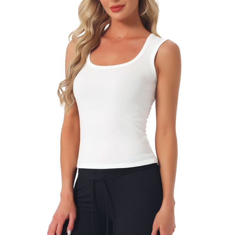 インスパイア シック レディース アンダーウェア ナイトウェア ノースリーブ コットン INSPIRE CHIC Womens U Neck Sleeveless Fitted Cotton Basi