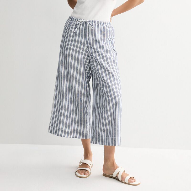 ソノマ レディース ボトムス カジュアルパンツ ワイドレッグ キャップ リネン Womensonoma Goods For Life Wide Leg Linen Capri Pants Blue T