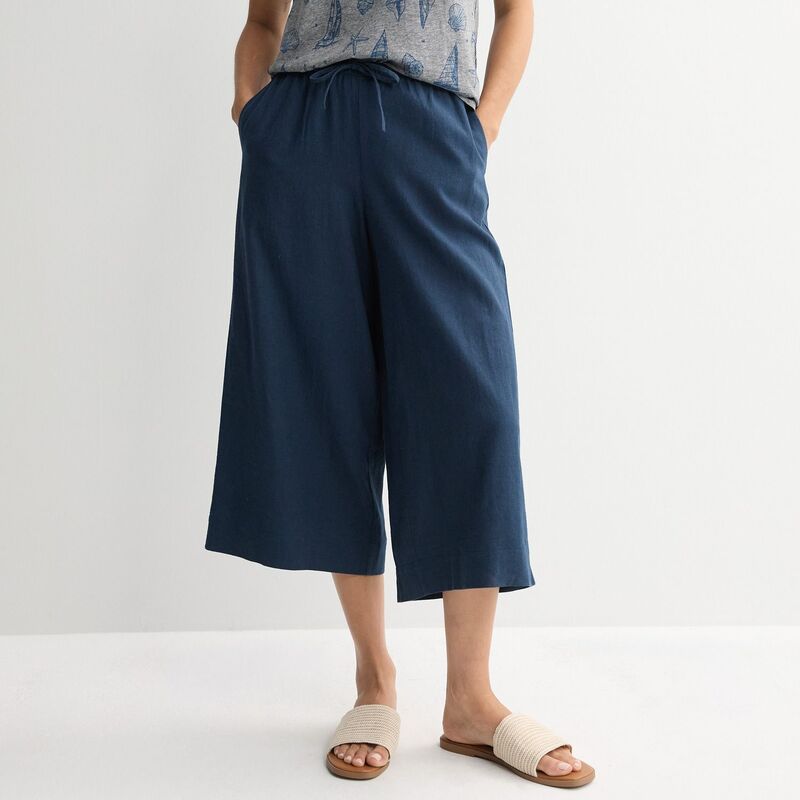 ソノマ レディース ボトムス カジュアルパンツ ワイドレッグ キャップ リネン Womensonoma Goods For Life Wide Leg Linen Capri Pants Navy P