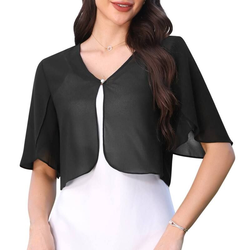 インスパイア シック レディース アウター ニット・セーター シフォン フリル カーディガン クロップド INSPIRE CHIChiffon Bolero Shrugs for Womens Ruf
