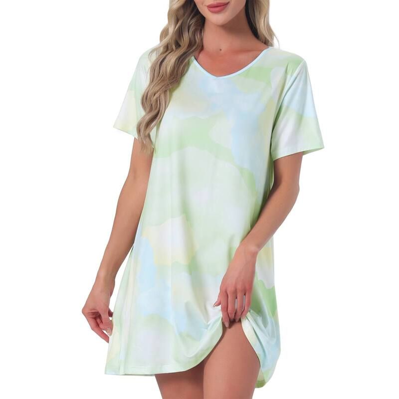 インスパイア シック レディース アンダーウェア ナイトウェア プリント シャツ INSPIRE CHIC Womens Nightgown Short Sleeve Printed Sleepwea