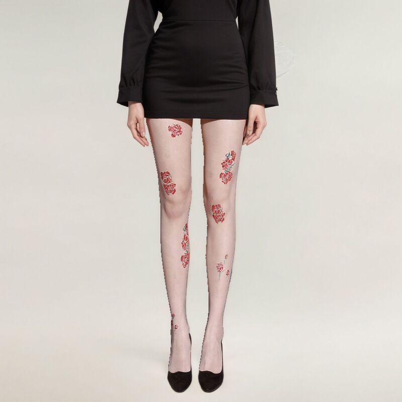 アンナカシ レディース アンダーウェア 靴下 フラワー柄 シアー 刺繍 フラワー AnnaKaci Womensheer Tights with Embroidered Floral Applique
