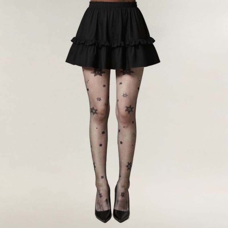 アンナカシ レディース アンダーウェア 靴下 シアー AnnaKaci Womensheer Tights with Glitter Star Pattern Design Black ブラック