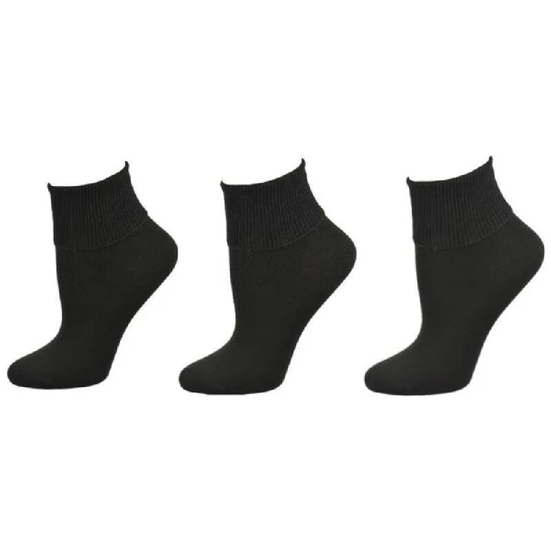 ウェアシエラ レディース アンダーウェア 靴下 コットン アンクル WEAR SIERRA Womens 100 Combed Cotton Ankle Turn Cuff 3 Pair Pack B