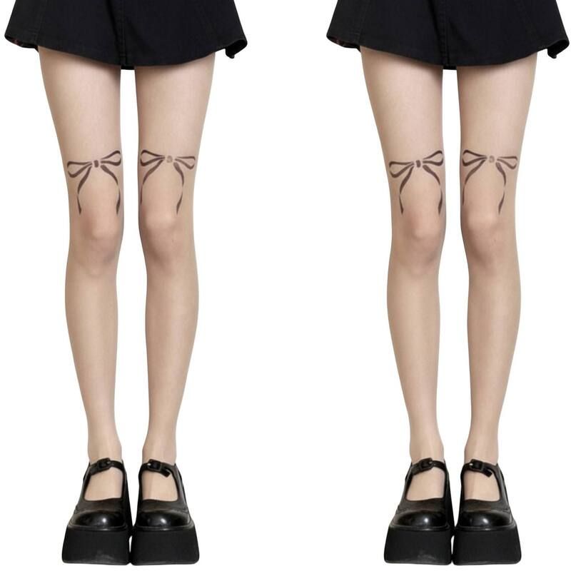 アンナカシ レディース アンダーウェア 靴下 プリント シアー AnnaKaci 2pcs Womensheer Tights with Bow Print Design and Lightweigh