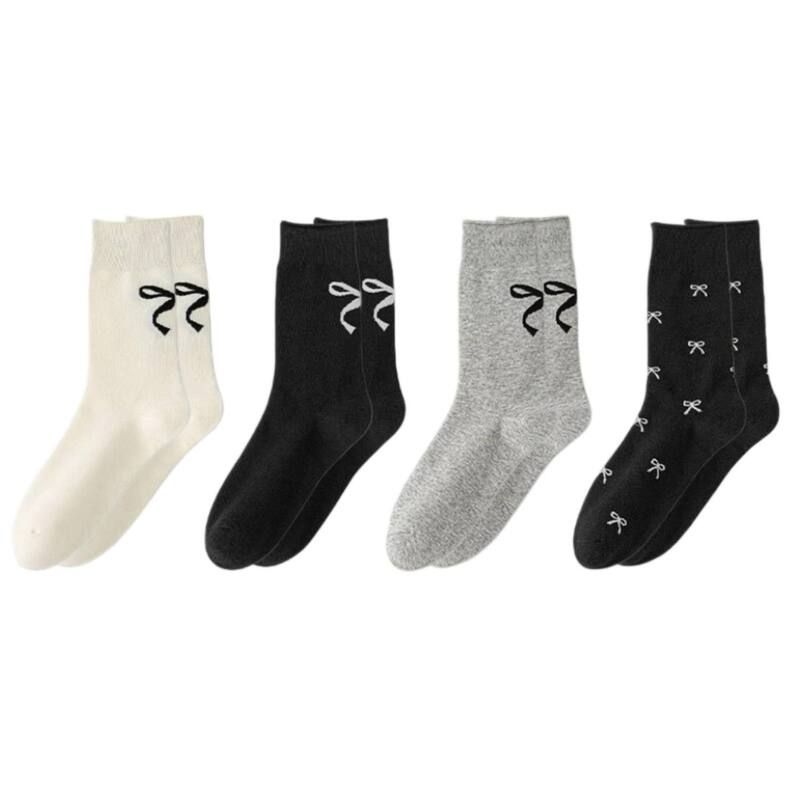 アンナカシ レディース アンダーウェア 靴下 ミニット ロゴ AnnaKaci 4Pair Womensoft Knit Crew Socks with Minimalogo Detail Stret