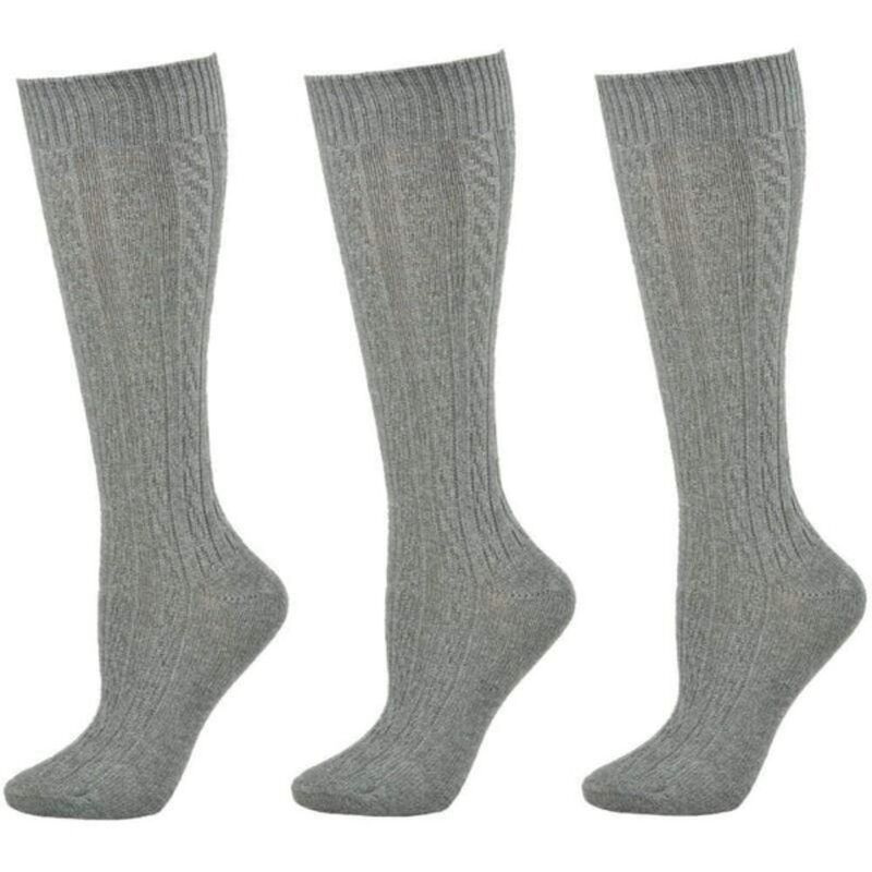 ウェアシエラ レディース アンダーウェア 靴下 コットン ニット WEAR SIERRA Classicable Knit Cotton Knee High Socks 3 Pair Pack Gra