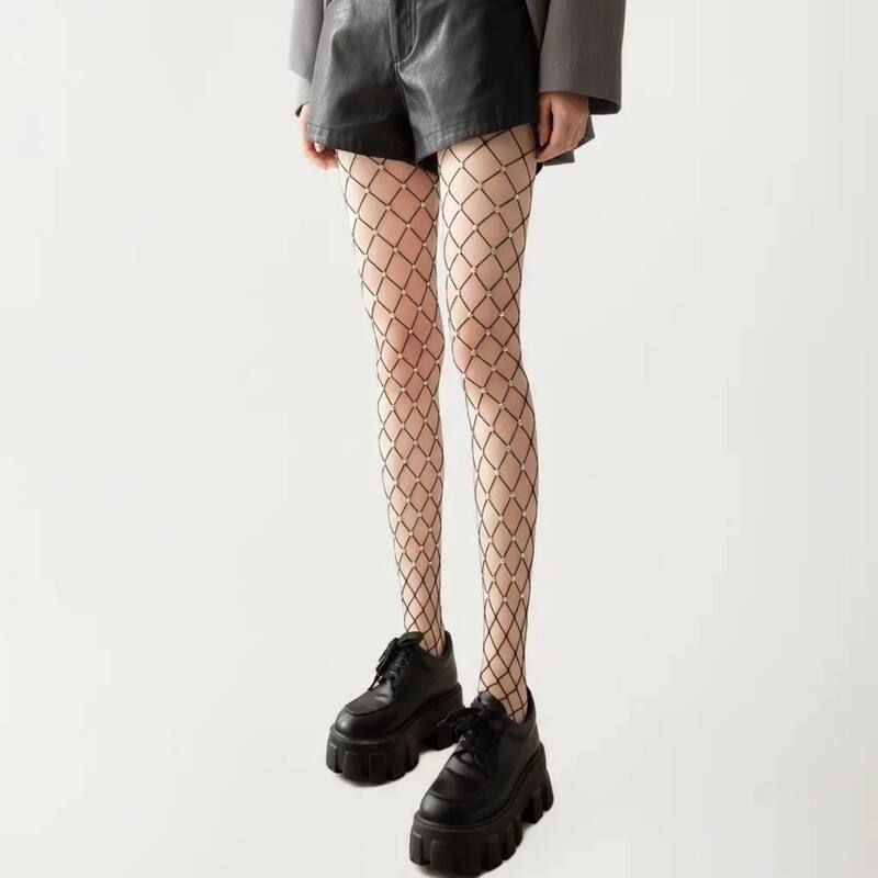 アンナカシ レディース アンダーウェア 靴下 シアー AnnaKaci Womens Rhinestone Fishnetights with Stretch Fit Diamond Pattern