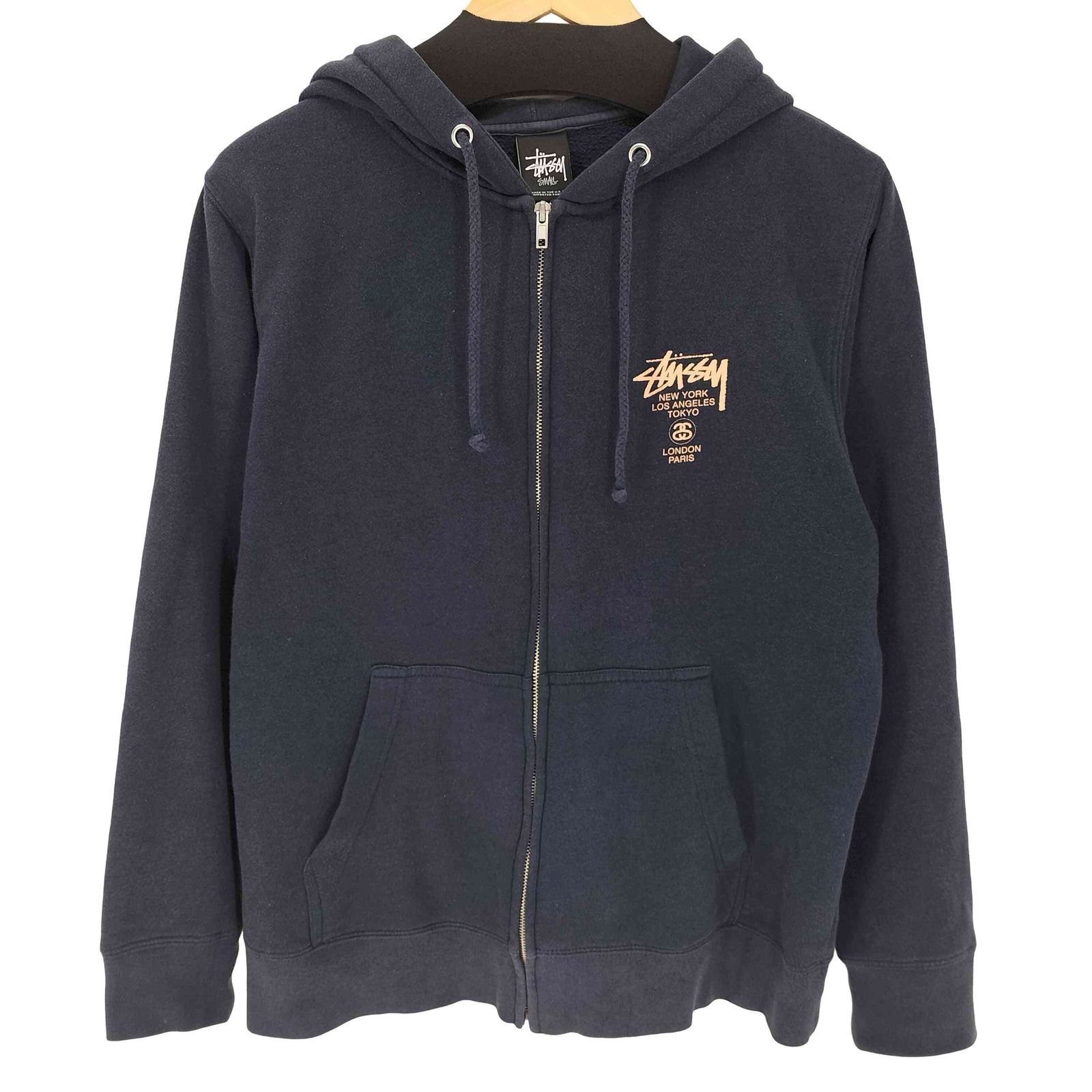 ステューシー Stussy 00S World tour print zip-up hoodie ワールドツアー プリント ジップアップ パーカー メンズ import：S