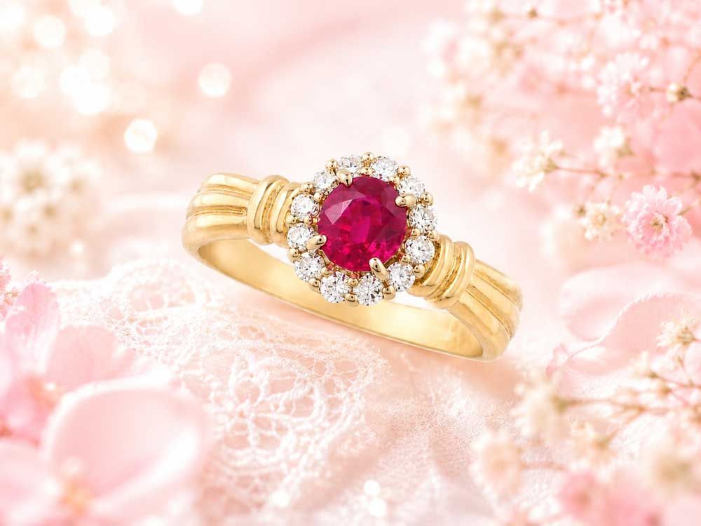ルビー ダイヤモンドリング K18 6.06g 19号　Jewelry Ruby0.64ct Dia0.28ct Ring