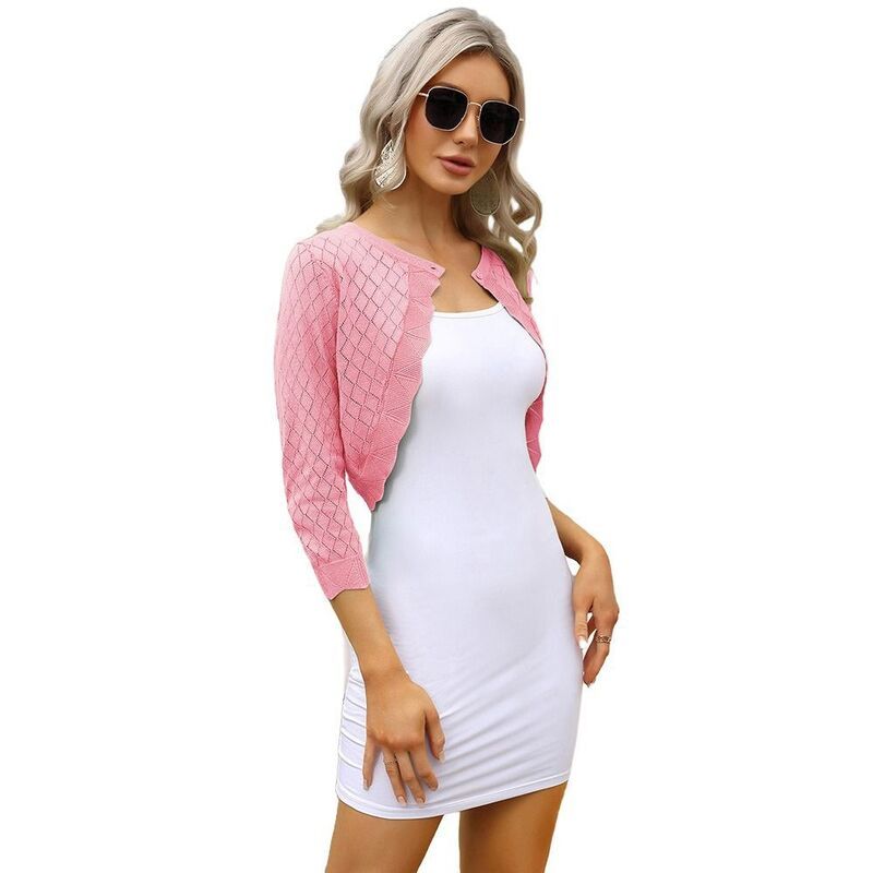 セオリア レディース アウター ジャケット・ブルゾン セーター カーディガン ニット Seoria Womens Crochet 34 Sleeve Open Front Cardigan Elega