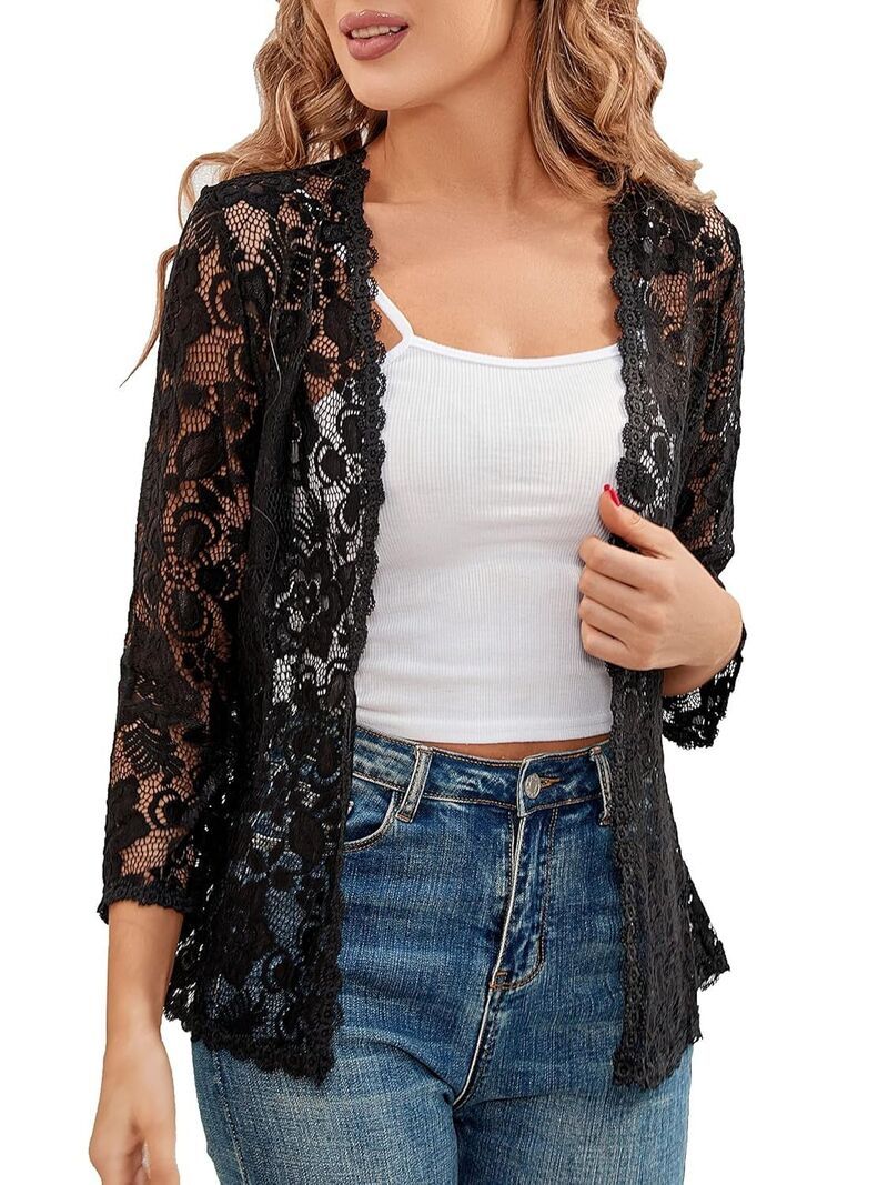 ファンジュライ レディース アウター ニット・セーター カーディガン FUNJULY Womens Cardigan 34 Sleeves Open Front Lightweight Cardiga