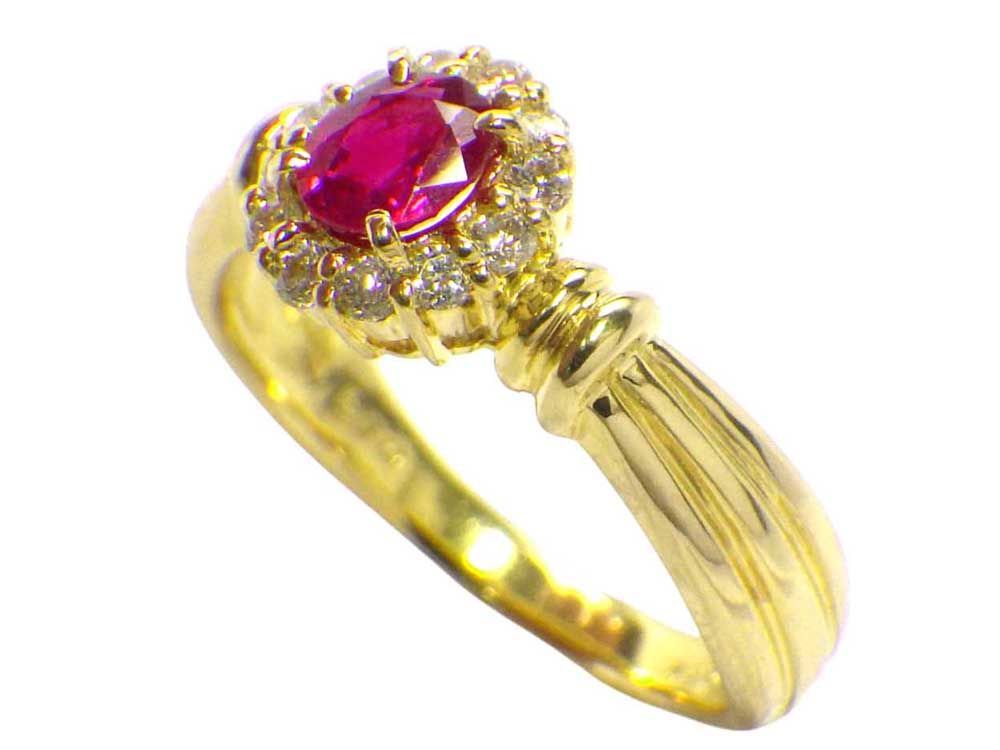 ルビー ダイヤモンドリング K18 6.06g 19号 Jewelry Ruby0.64ct Dia0 