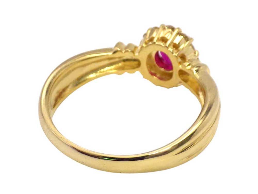ルビー ダイヤモンドリング K18 6.06g 19号 Jewelry Ruby0.64ct Dia0 