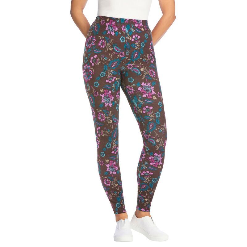 ウーマン ウィズイン レディース ボトムス カジュアルパンツ プラスサイズ プリントール コットン レギンス ニット Woman Within Plusize Tall StretchCotton K