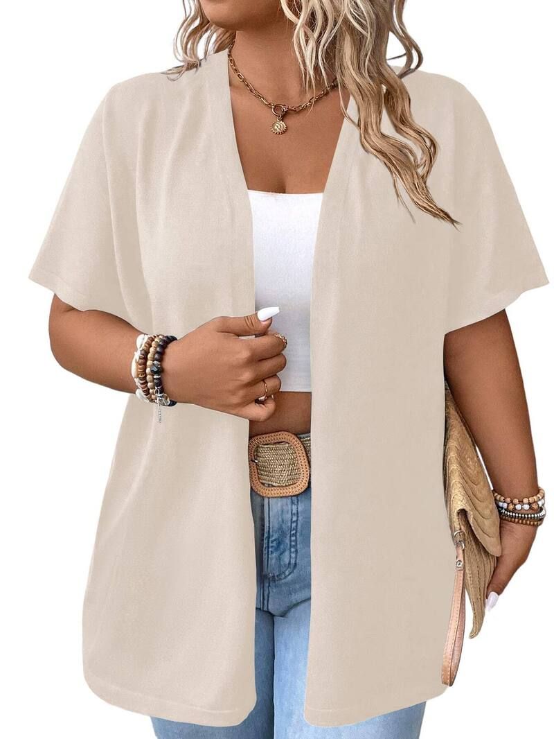 マキシスマーチ レディース アウター ニット・セーター プラスサイズ カーディガン Maxxis Merch Womens Plusize Open Front Cardigan Solid Half