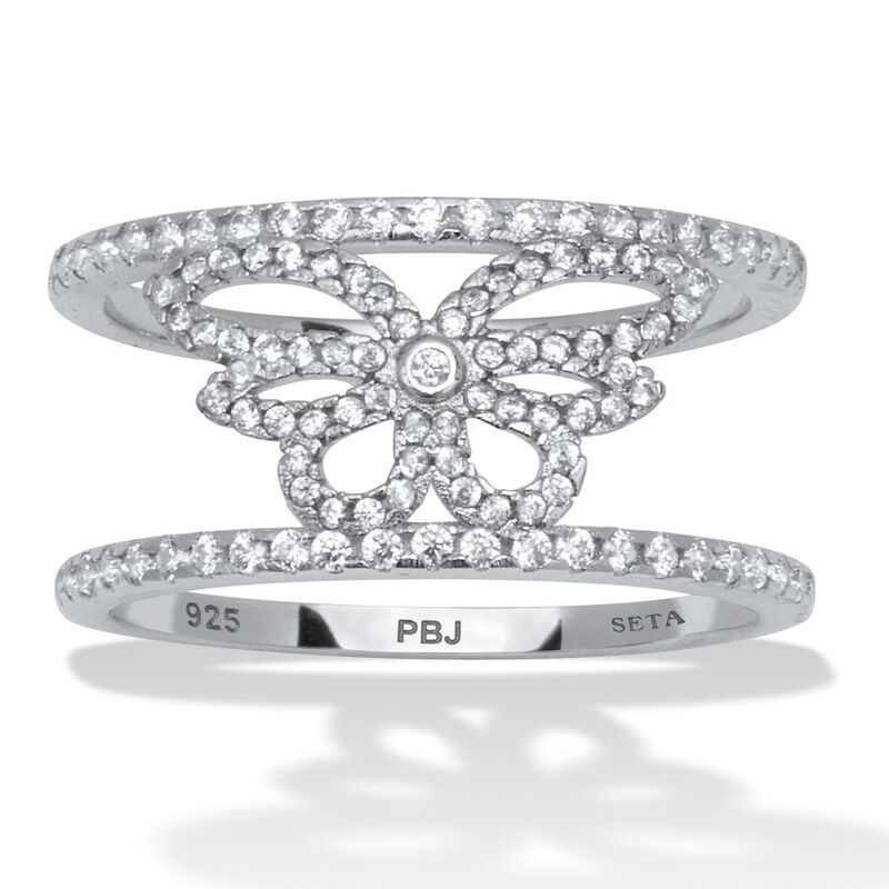パームビーチジュエリー レディース アクセサリー リング PalmBeach Jewelry 046 TCW Round Cubic Zirconia Sterling Silver Butterfl