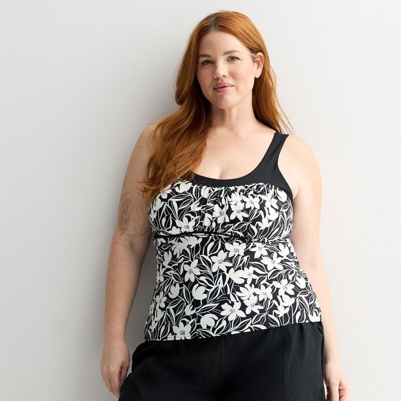 ゼロエクスポージャー レディース 水着 トップのみ プラスサイズ PlusizeroXposur Peasantankini Swim Top Black ブラック