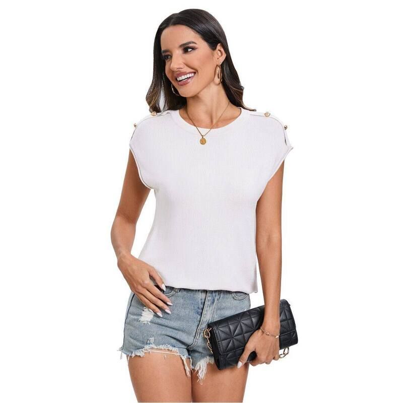 ボディサイズ レディース アウター ニット・セーター リブ ベスト キャップ BODDYSIZE Womens Ribbed Tank Topsummer Cap Sleevest Slim Fitt