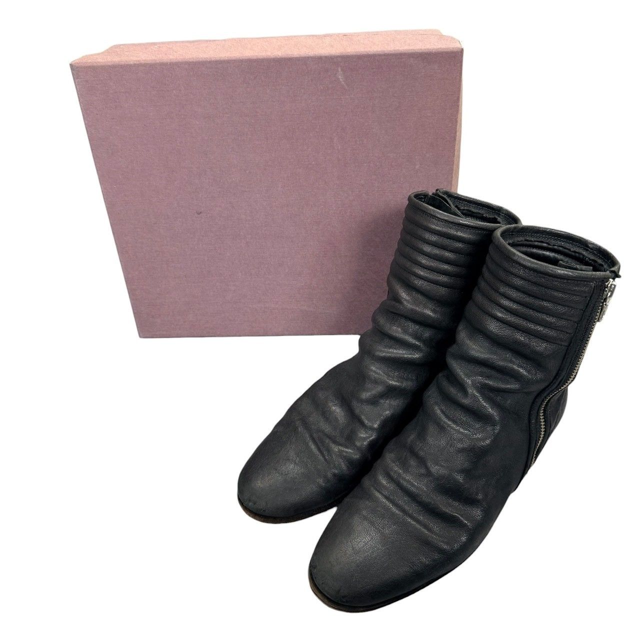 MIHARA YASUHIRO ミハラヤスヒロ SOSU 08SS Wrinkled Boots サイドジップレザーブーツ 83120800 25cm ブラック 15470