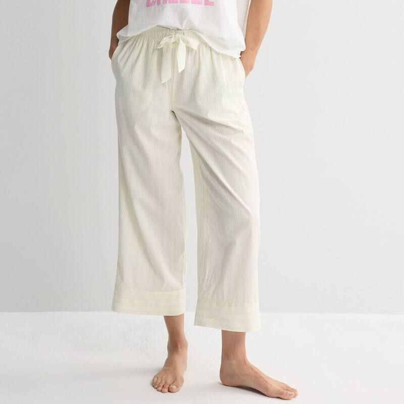 ソノマ レディース アンダーウェア ナイトウェア パンツ Womensonoma Goods For Life Woven Cropajama Pants Yellow Multi Stripe イエ