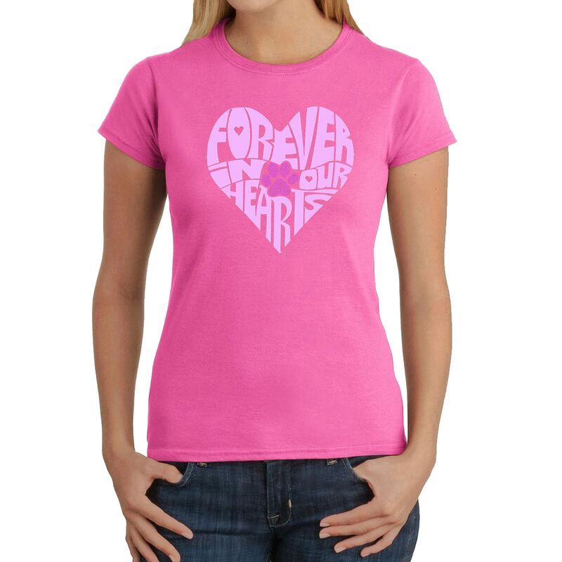エルエーポップアート レディース トップス Tシャツ LA Pop Art Forever In Our Hearts Womens Word Artshirt Pink ピンク