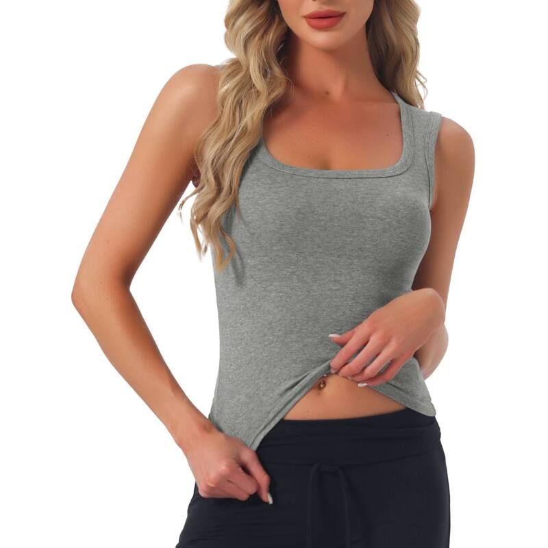 インスパイア シック レディース アンダーウェア ナイトウェア ノースリーブ コットン INSPIRE CHIC Womens U Neck Sleeveless Fitted Cotton Basi