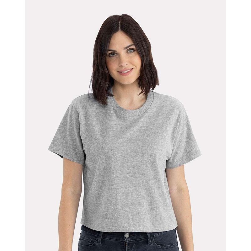ネクストレベル レディース トップス Tシャツ Next Level Womens Heavyweight Boxy TShirt Heather Grey グレー