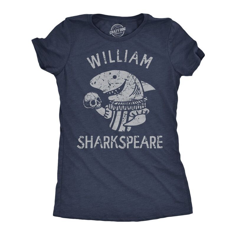 クレイジードッグ Tシャツ レディース トップス Crazy Dog TShirts Womens William Sharkspeare T Shirt Funny Shark Week Shake
