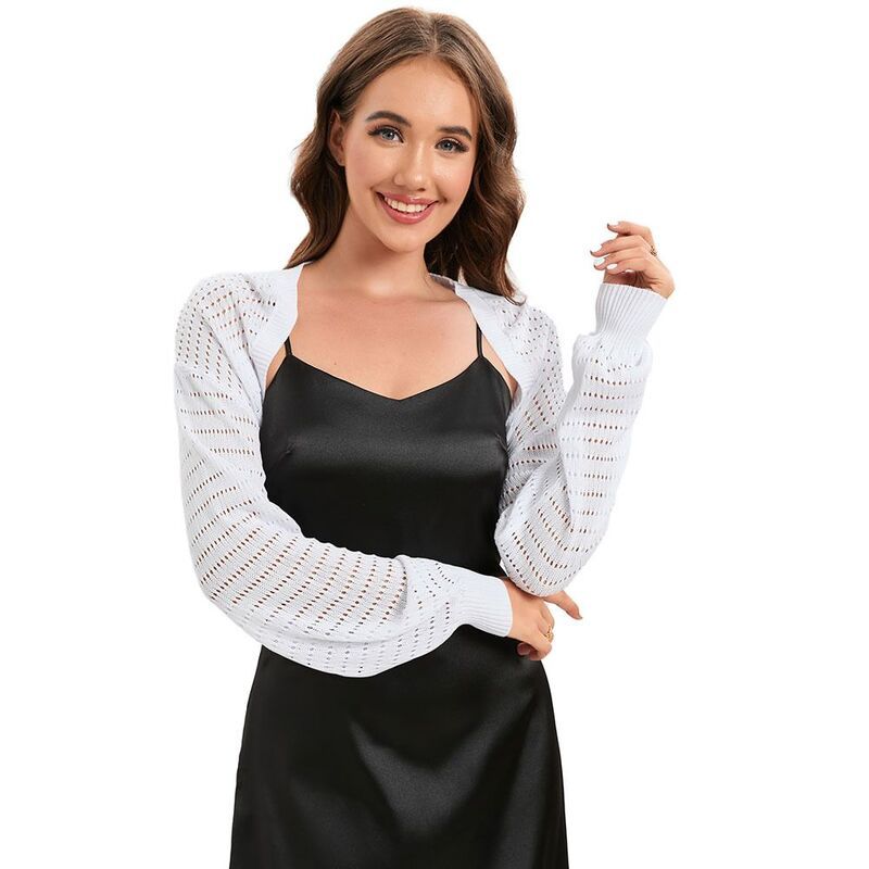 マキシスマーチ レディース アウター ニット・セーター リブ カーディガン Maxxis Merch Womens Open Front Ribbed Knit Pointelle Bolero Sh