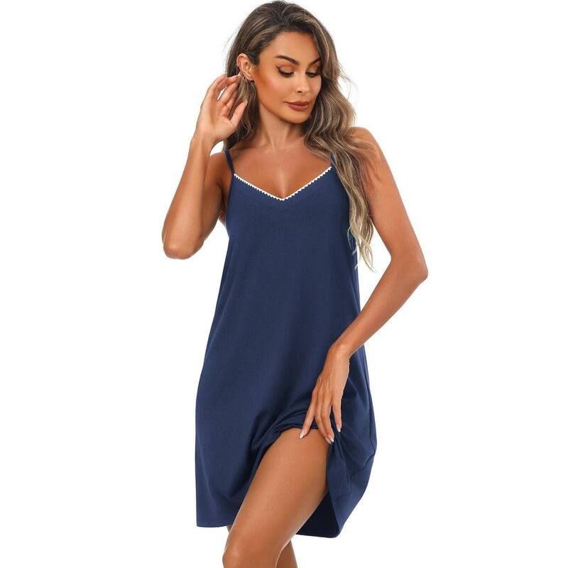 エコアー レディース アンダーウェア ナイトウェア Vネック コットン Ekouaer Womens Cotton Cami Nightgown V Neck Short Length Sleep D