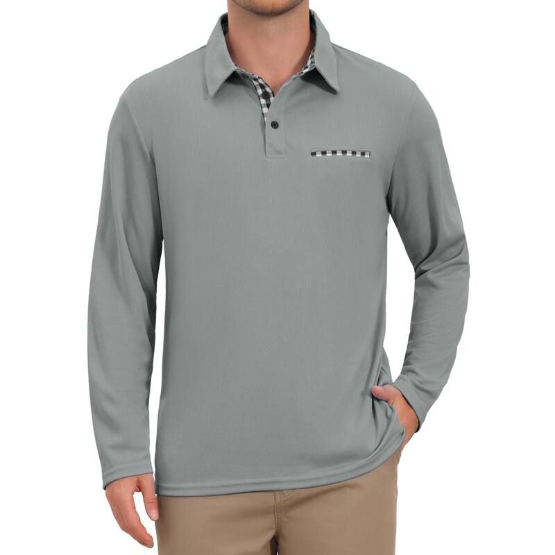 インスパイア シック レディース トップス Tシャツ ポロシャツ コントラスト INSPIRE CHIC Mens Casual Contrast Collared Pocket Long Sleev