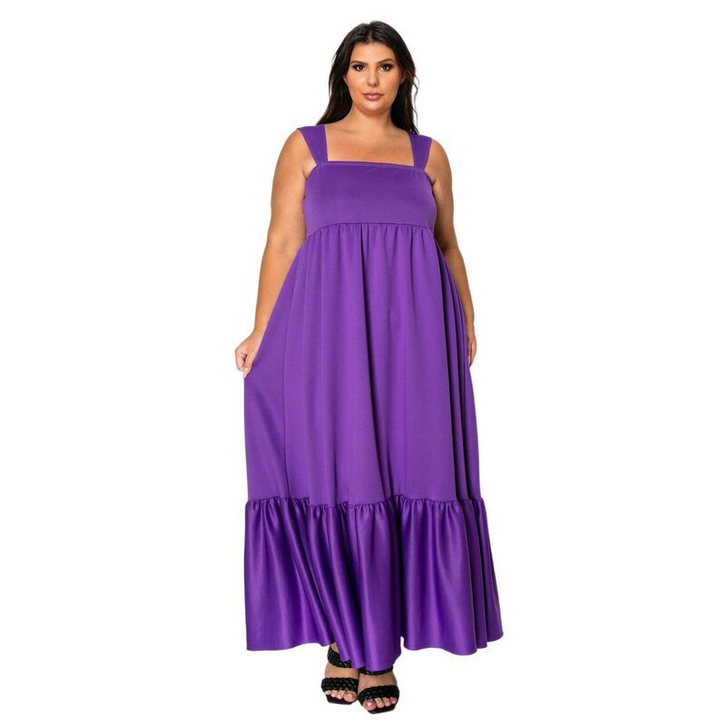 リブド レディース トップス ワンピース プラスサイズ フリル マキシ L I V D Plusize Angelika Ruffled Hemaxi Dress Purple パープル