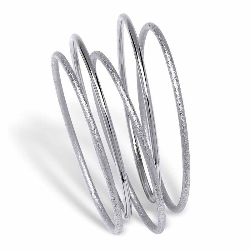 パームビーチジュエリー レディース アクセサリー ブレスレット・バングル・アンクレット PalmBeach Jewelry Textured and Polished 5Piece Bangle Br