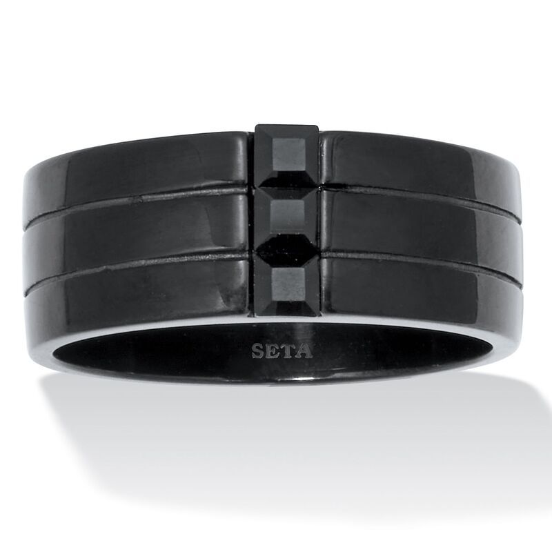 パームビーチジュエリー レディース アクセサリー リング PalmBeach Jewelry Mens Vertical 3 Stone Black Crystal Ring Black ブラック