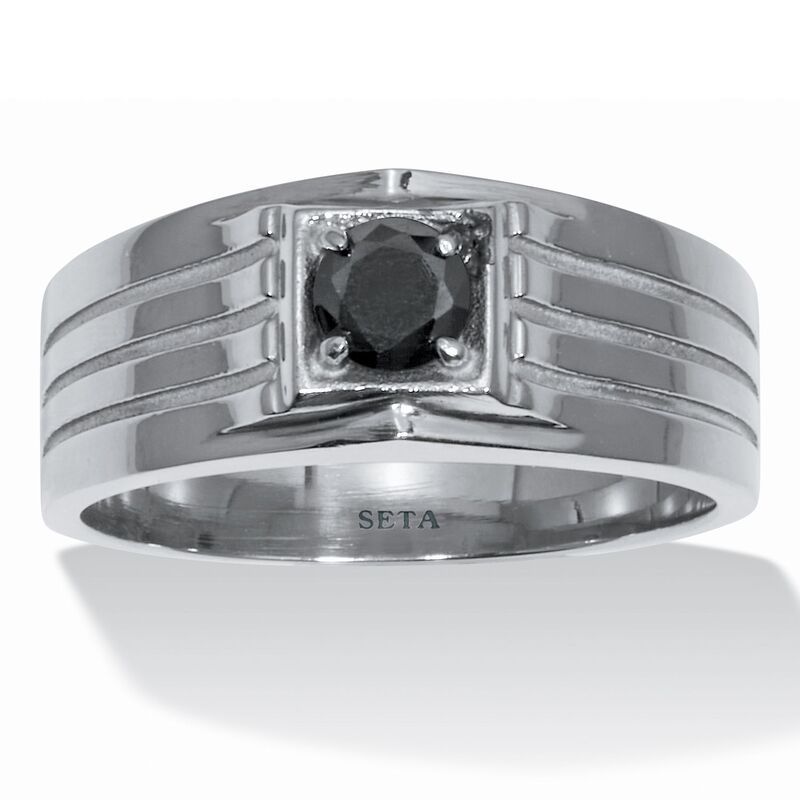 パームビーチジュエリー レディース アクセサリー リング Tシャツ PalmBeach Jewelry 5 TCW Mens Round Black Cubic Zirconia Stainlesst