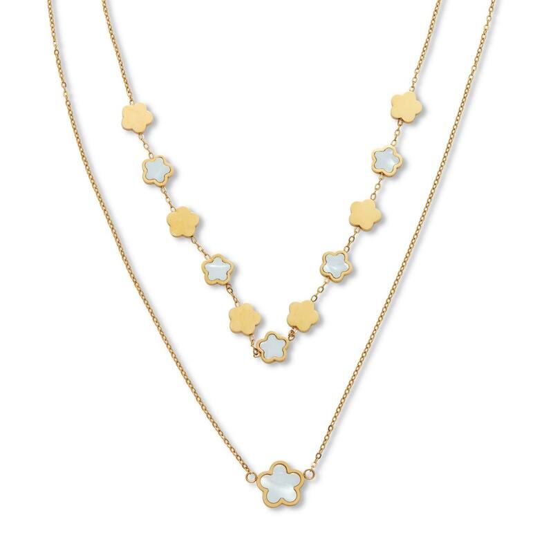 パームビーチジュエリー レディース アクセサリー ネックレス・チョーカー・ペンダントトップ Tシャツ レース PalmBeach Jewelry Mother of Pearl Gold IonPla