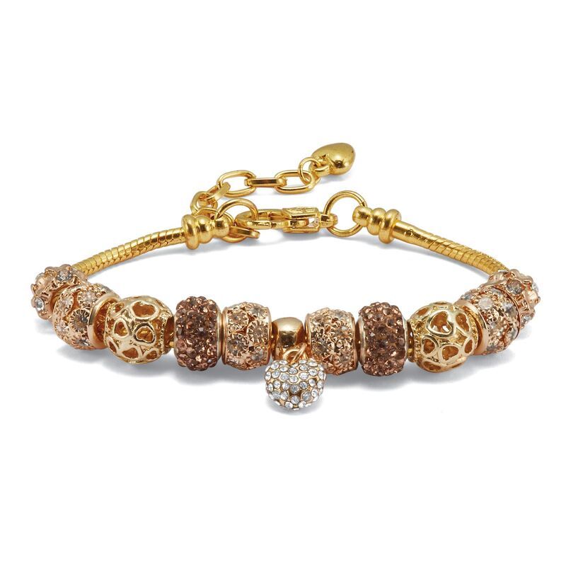 パームビーチジュエリー レディース アクセサリー ブレスレット・バングル・アンクレット PalmBeach Jewelry Round Crystal Goldtone Hanging Heart C