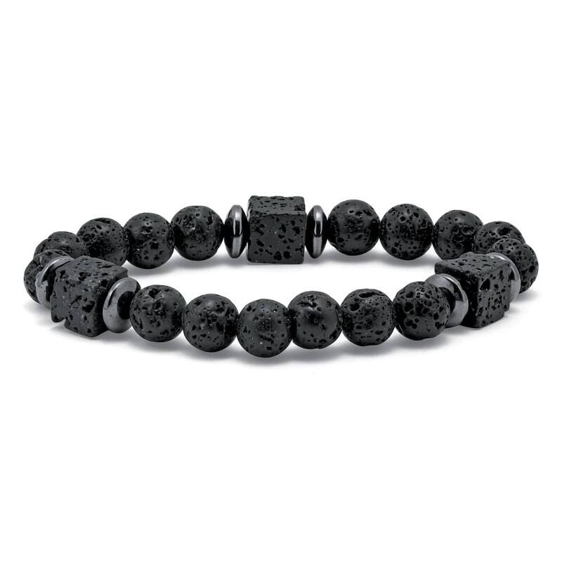 パームビーチジュエリー レディース アクセサリー ブレスレット・バングル・アンクレット PalmBeach Jewelry Mens Round Black Lavand Hematite Silve