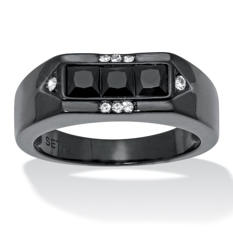 パームビーチジュエリー レディース アクセサリー リング PalmBeach Jewelry Mens Black Glass with Crystal Ring Black ブラック
