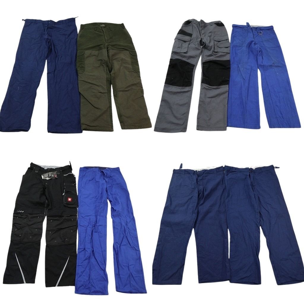 古着卸 まとめ売り ユーロワーク パンツ 8枚セット ( メンズ ) フレンチブルー デッドストック バイカラー ダブルニー 中古 古着 NF2206