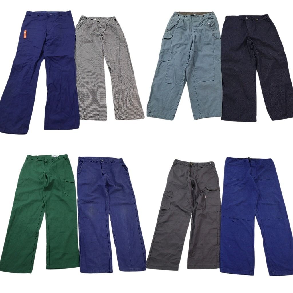 古着卸 まとめ売り ユーロワーク パンツ 8枚セット ( メンズ ) フレンチブルー グレー グリーン カーゴ 中古 古着 NF2208