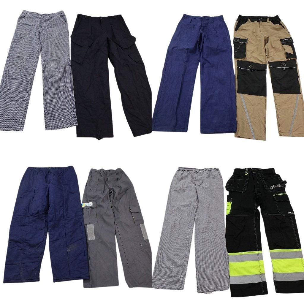古着卸 まとめ売り ユーロワーク パンツ 8枚セット ( メンズ ) リフレクター グレー カーゴ バイカラー ネイビー 中古 古着 NF2213