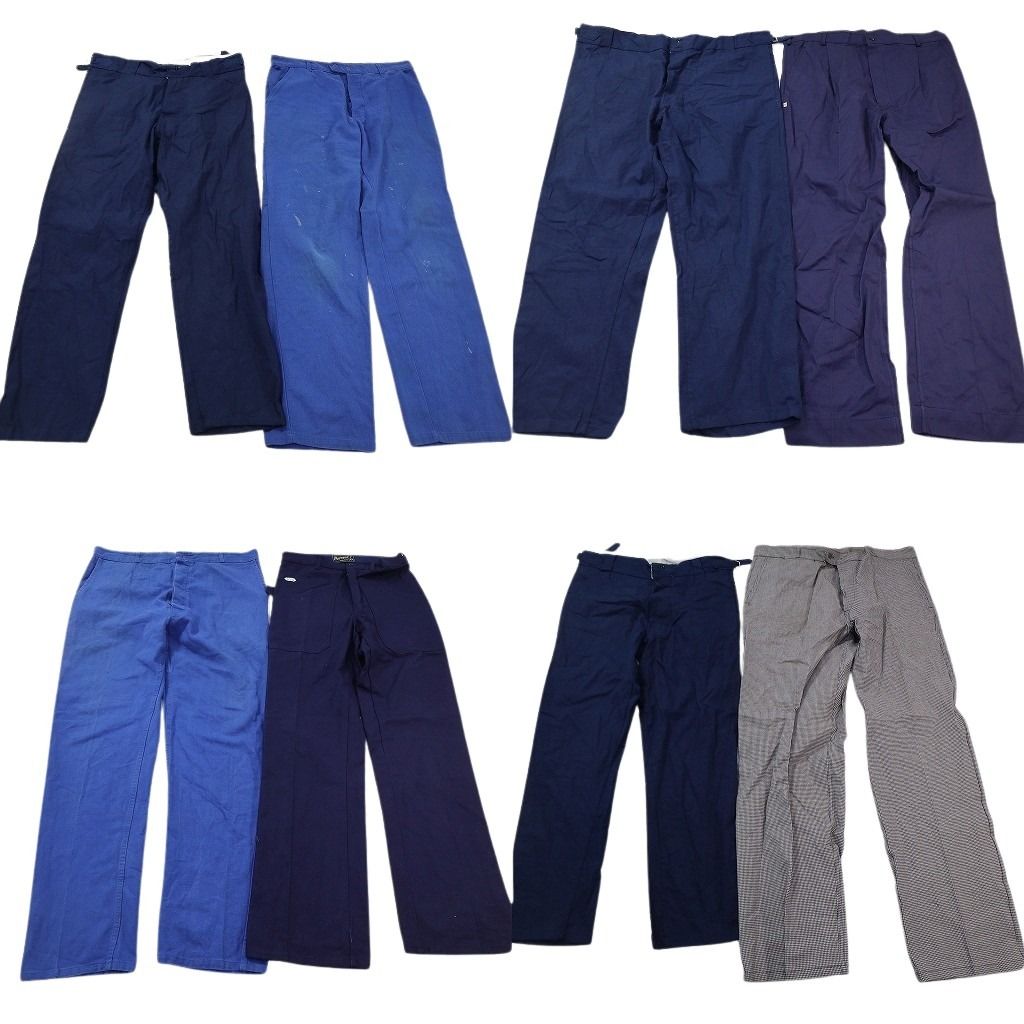 古着卸 まとめ売り ユーロワーク パンツ 8枚セット ( メンズ ) ネイビー フレンチブルー ストレート 中古 古着 NF2215