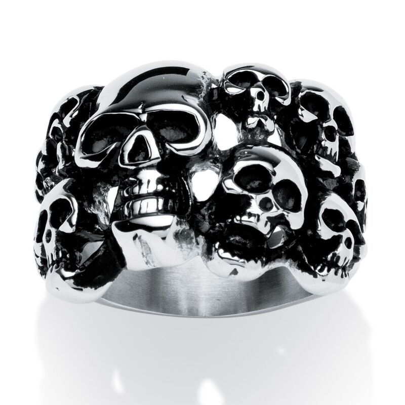 パームビーチジュエリー レディース アクセサリー リング Tシャツ PalmBeach Jewelry Mens Cluster Skull Ring in Antiqued Stainlesstee