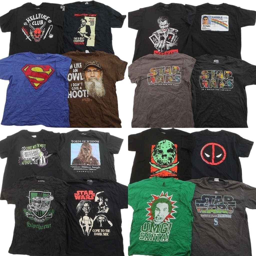 古着卸 まとめ売り 映画・ドラマ Tシャツ 16枚セット ( メンズ L ) 人物 ホラー スターウォーズ ストレンジャーシングス 中古 古着 NF2286